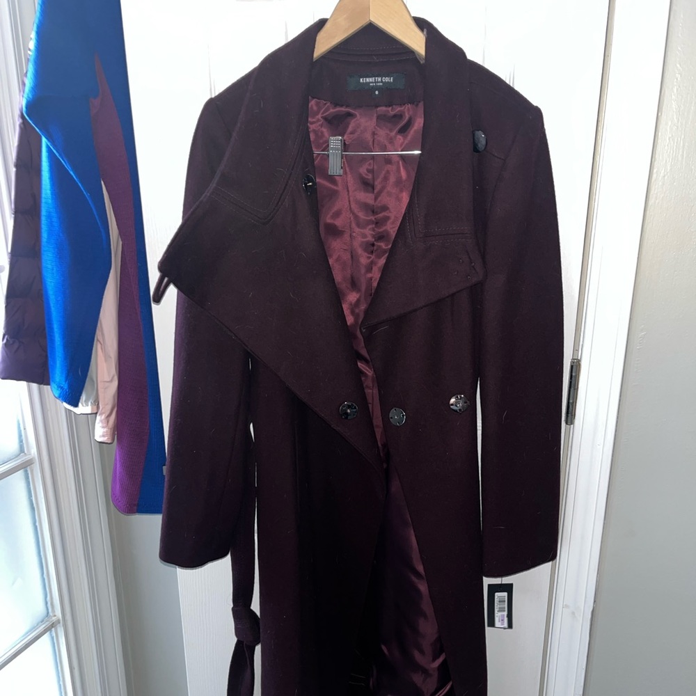 Kenneth Cole dark purple/eggplant trench coat - size 6 - NWT